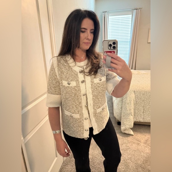 Veronica Beard Kaufman Knit Tweed Jacket Short Sleeve Corporate Preppy Ladylike - Picture 7 of 14